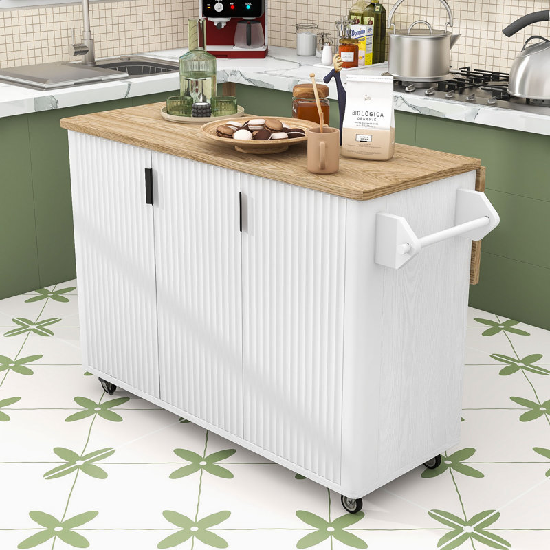 Îlot de cuisine Mid-Century avec rangement réglable Mid-Century, Bois de frêne blanc