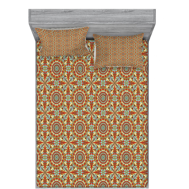 Microfiber Floral Sheet Set, Queen Sheet Set with Fitted Sheet