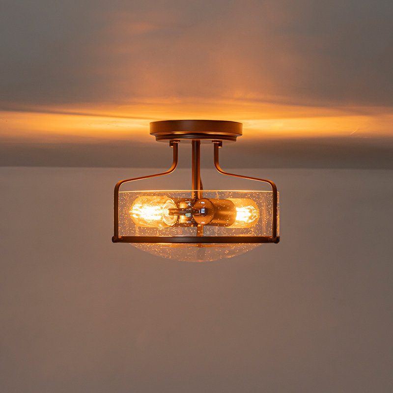 2-Light Seeded Glass Semi-Flush Mount