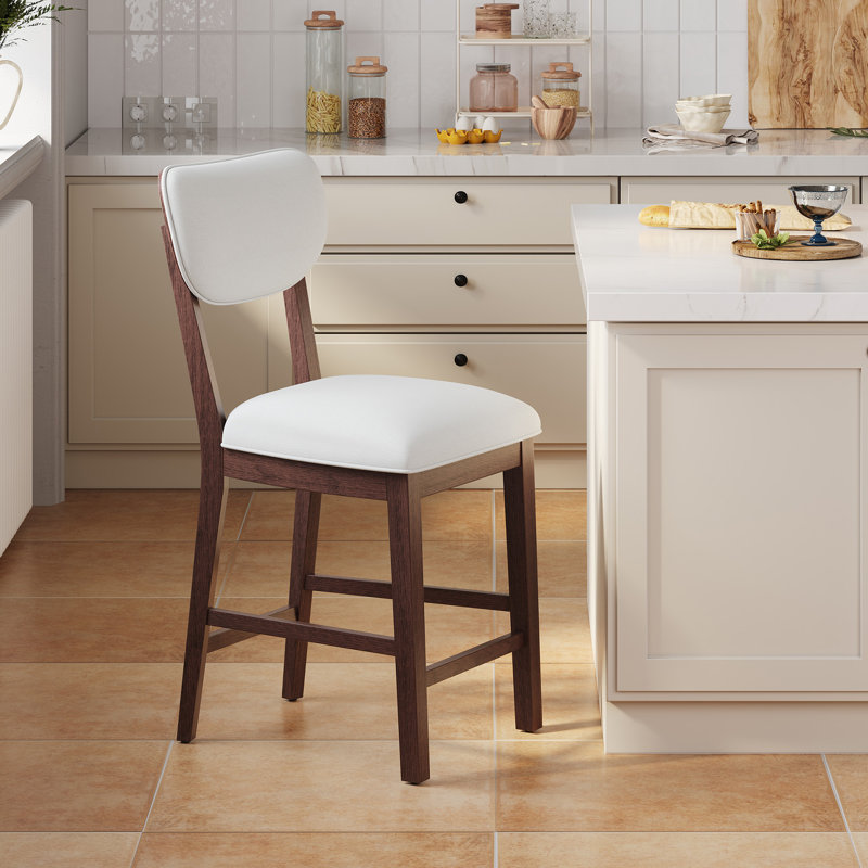 Tabouret de bar rembourré en bois massif, Brun
