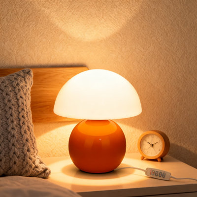 Lampe de table champignon avec ampoule à DEL à intensité variable, 3 réglages de température de couleur, veilleuse à base en céramique alimentée par USB pour la chambre à coucher, le salon et le bureau