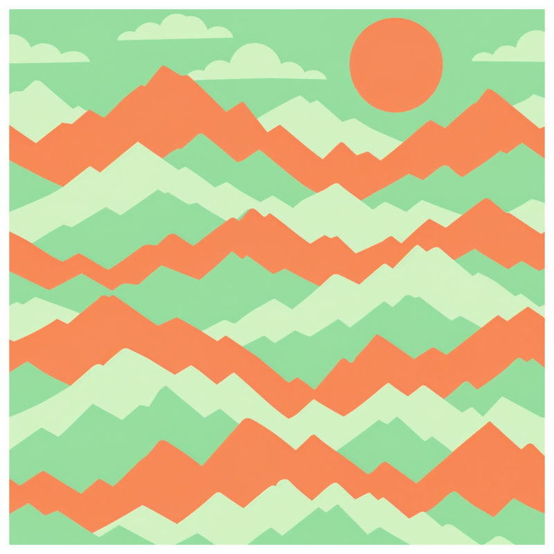 Tapis de bain Green and Orange Mountains, 24in W x 17in L