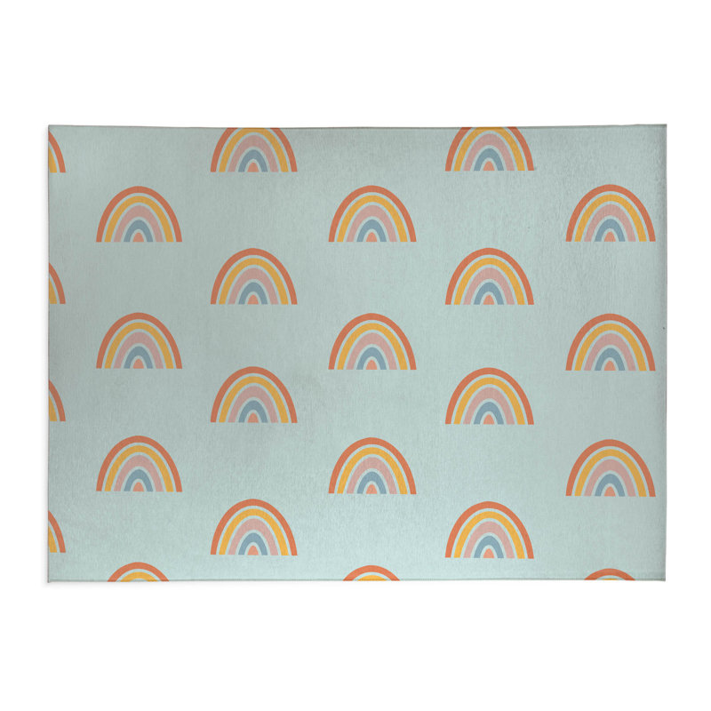 Bows Colorized Kids Play Mat, Light Blue, Rectangle 3' x 5'