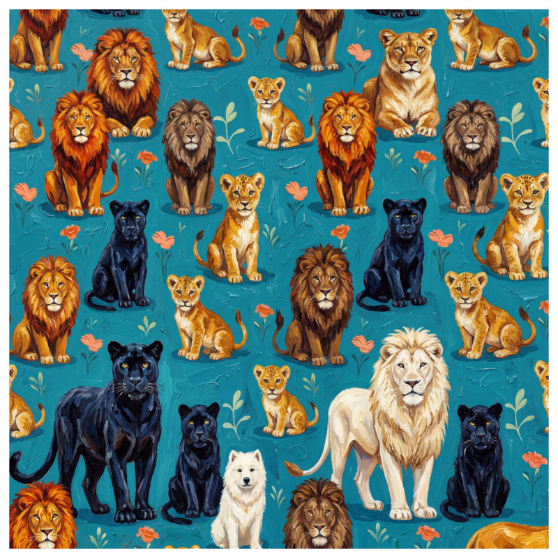 Lions And Panthers Pattern Comforter, Twin