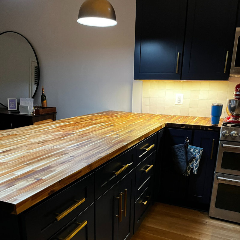 74 in. x 39 in. Acacia Butcher Block Island, 74" L x 39" W x 1.5" D
