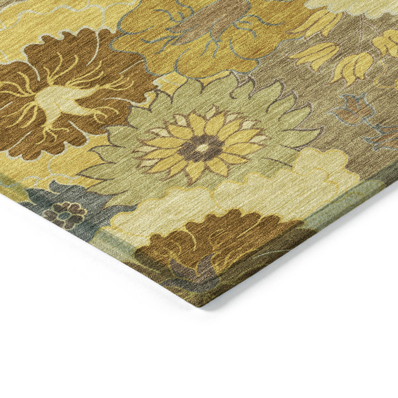 Machine Washable Indoor/Outdoor Emelia ACN2294 Floral Rug, Rectangle 5' x 7'6"