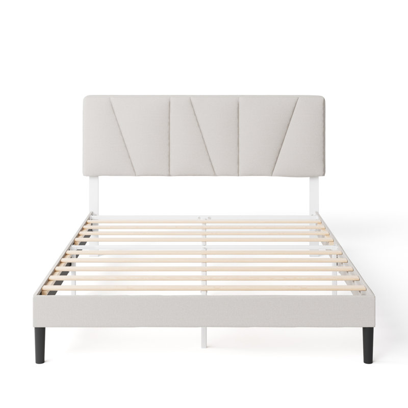 Beda Upholstered Bed Frame with Padded Tufted Headboard, Kingsize (5'), Grey