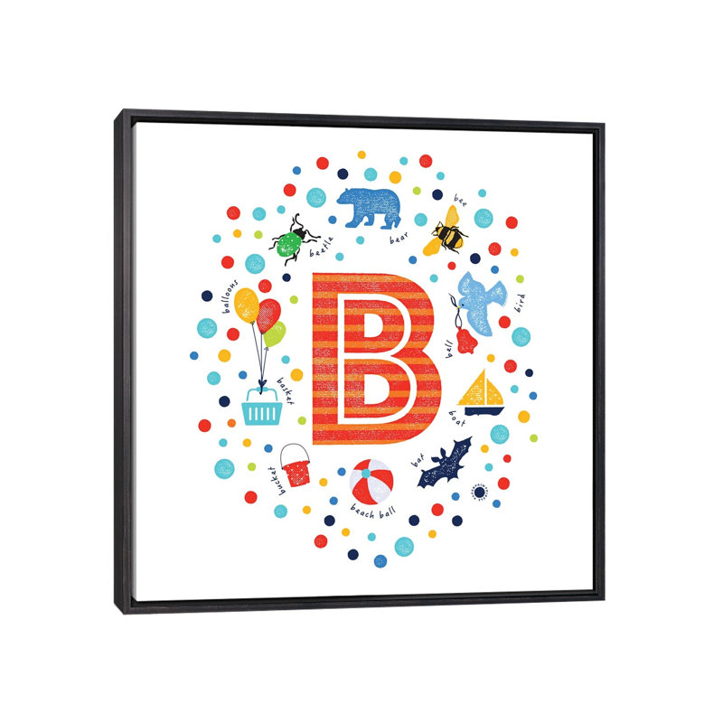 B - Imprimé, Pas de tapis, H 18 po x l 18 po x 1,5 po, Toile avec cadre noir patiné