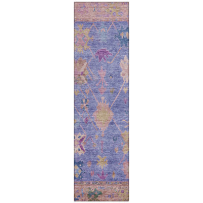 Machine Washable Indoor/Outdoor Xhevrie Purple Rug