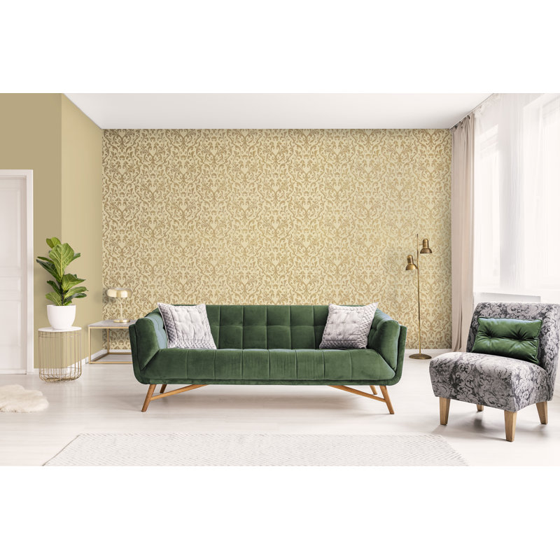 Notting 10.05m x 53cm 3D Embossed Metallic Wallpaper Roll, Brown Gold