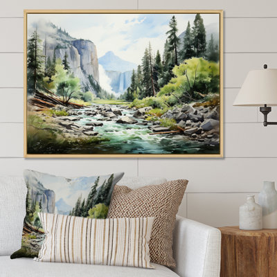 «Green Blue Mountains Cascade Symphony», reproduction d'art sur toile