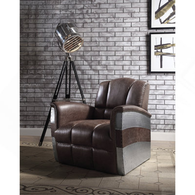 Brancaster Retro Brown Top Grain Leather & Aluminum Accent Chair