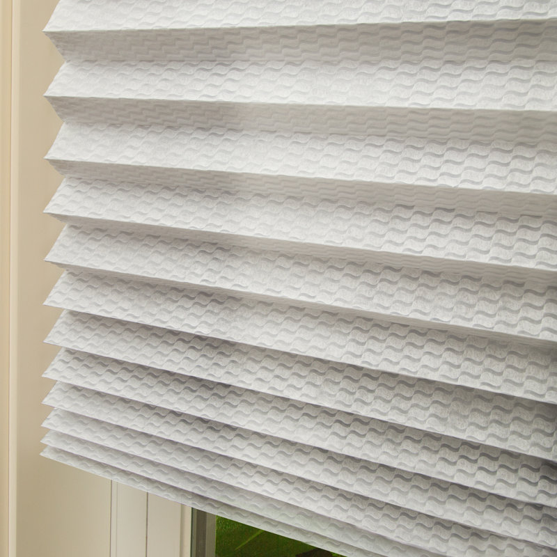 No Tools Cordless Original Embossed Light Filtering Pleated Paper Shade, Easy to Install and Cut for Home Bedroom Office Windows