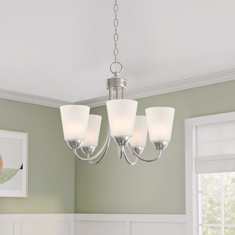 Lustre 5 lumières Jmyra, Nickel brossé