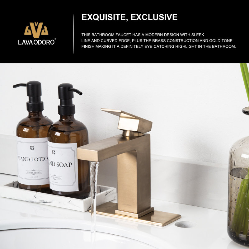 Single-handle Bathroom Faucet with Drain Assembly, Champagne Bronze