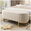 Élégant repose-pieds de rangement rembourré en velours avec capitonnage à boutons, banc de rangement avec pieds en métal pour la chambre à coucher, le salon, entièrement assemblé sauf les pieds,-1242249288