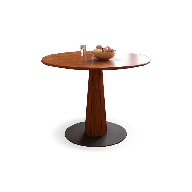 Walnut&Black Round Solid Wood Dining table, 29.53"H x 39.37"L x 39.37"W