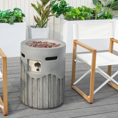 Cylinder Concrete and Iron Propane Fire Pit