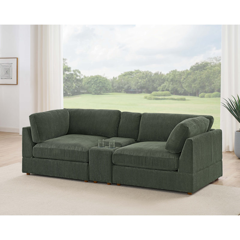 Athelney Corduroy Loveseat, Dark Green