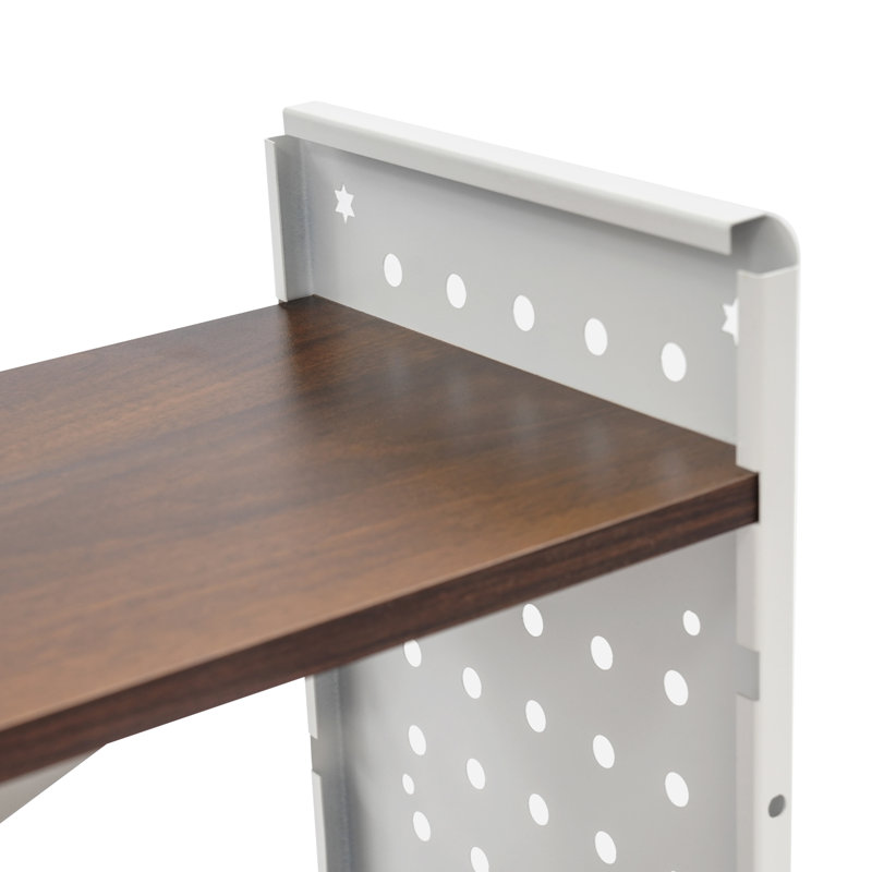 3-Tier Desktop Bookshelf Desk Organizer Bookshelf Storage Shelf With 2 Storage Boxes, White, 23.6"H x 15.7"W x 7.9"D