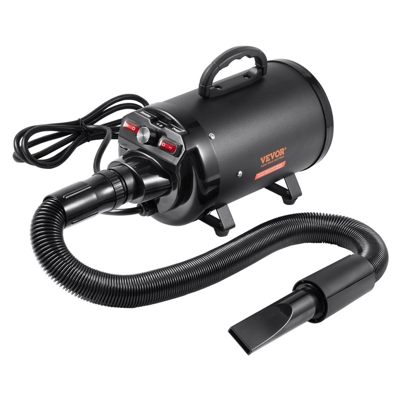Dog Dryer, 2000W/2.7HP Dog Blow Dryer, Pet Grooming Dryer with Adjustable Speed and Temperature Control, Pet Hair Dryer with 4 Nozzles and Extendable Hose, Black