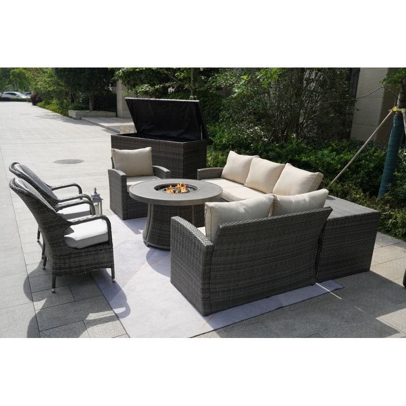 Areefa 8 - Person Patio Conversation Set with Cushions