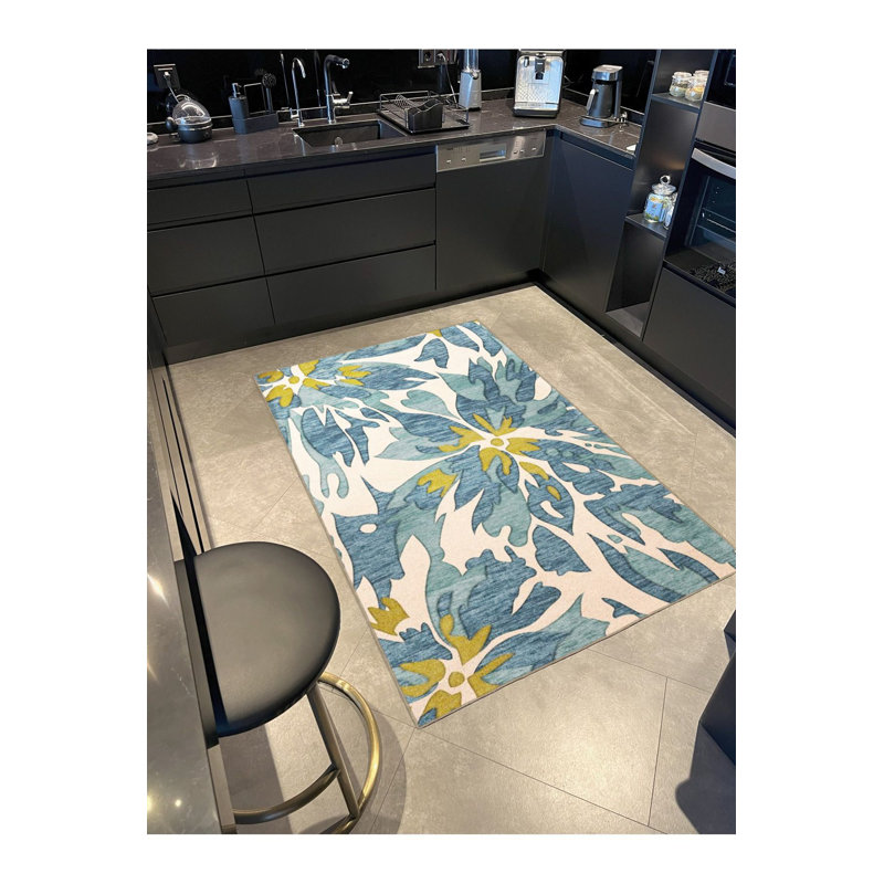 Tapis tissé à motif floral lavable, Tapis de couloir 3 pi 3 po x 9 pi 10 po