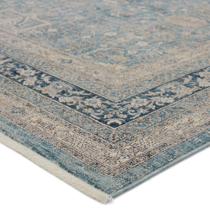 Tapis bleu / taupe Brinson, Rectangle 7 pi 10 po x 9 pi 10 po