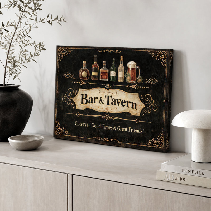 Bar et taverne, art rétro, art de bar, H 12 po x l 18 po x P 1,5 po, Toile tendue