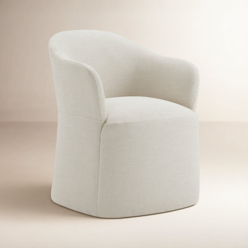 Janina Upholstered Arm Chair, Effie Linen Performance Linen