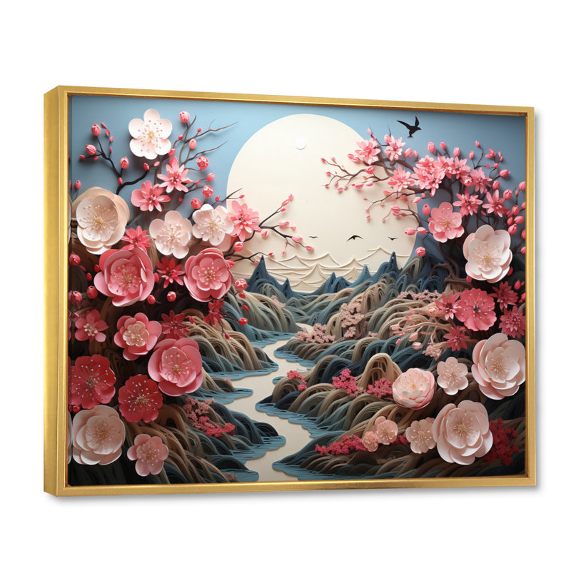 Asian Art Eastern Elegance V " Asian Art Eastern Elegance V ", 34" H x 44" W x 1.5" D, Gold Floater Framed