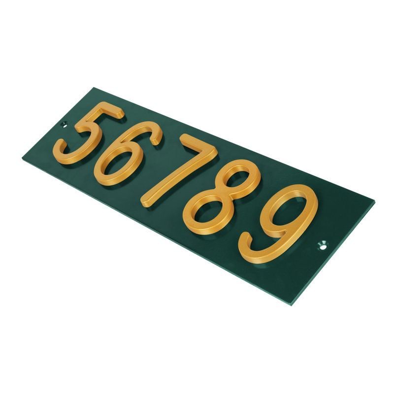 Plaque d'adresse horizontale Amgo, Vert, Doré, Oui