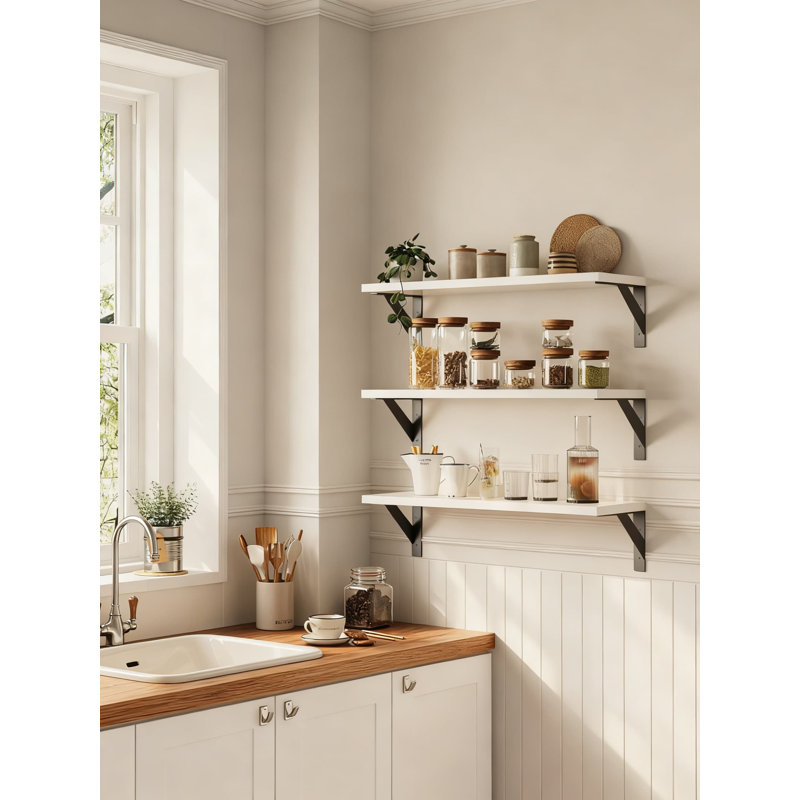 Étagères murales flottantes pour la décoration intérieure, bibliothèque en bois robuste avec finition rustique, solution de rangement facile à installer pour le salon, la chambre à coucher et le bureau