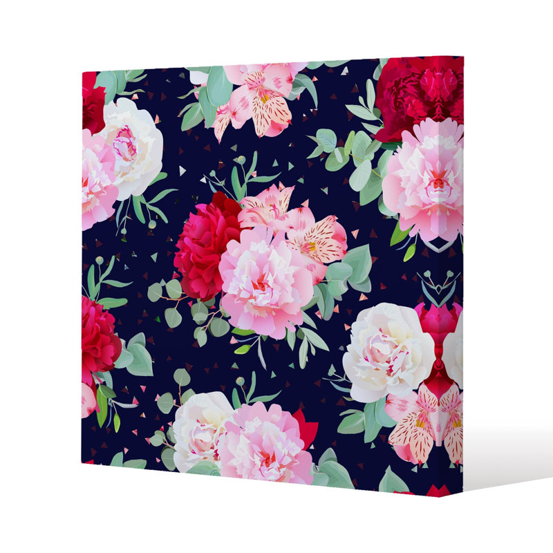 Roses on Slim Style Canvas Print , 15mm Slim Real wood., 20cm H x 20cm W