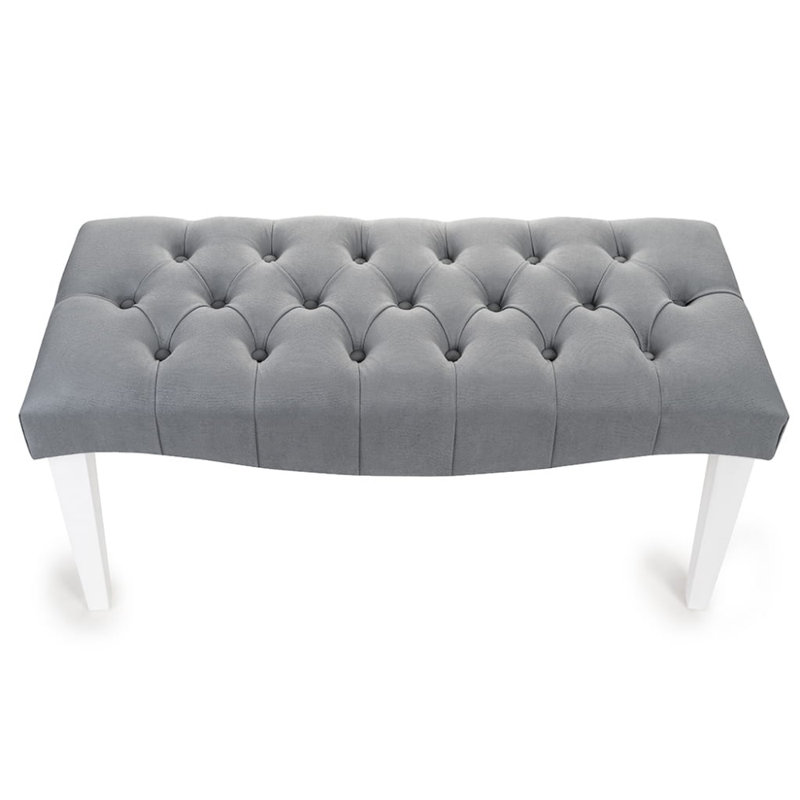 Bedroom Bench Ottoman, Grey/White, H40 x W80 x D35cm