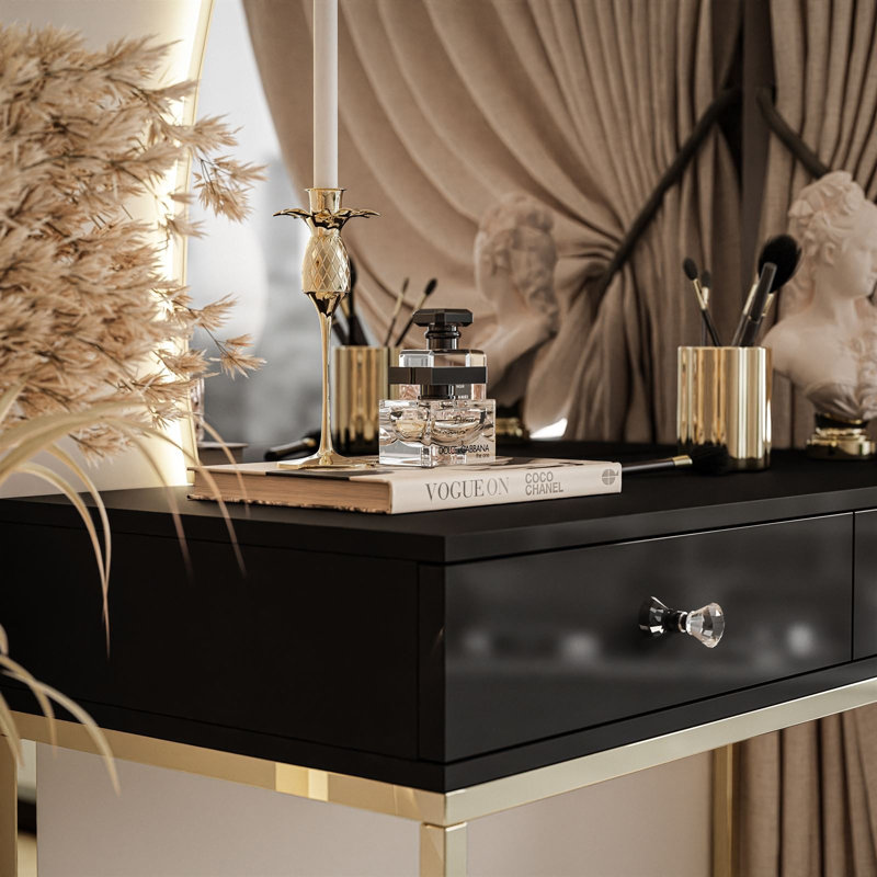 Dardenella Dressing Table with Mirror, Black