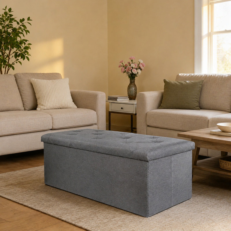 Banc de rangement avec repose-pieds 43 pouces