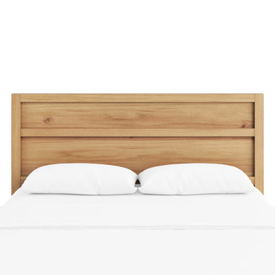 Queen Size Modern Wood Panel Headboard, Horizontal Slat Feature, Kiln - Dried To Splitting, Medium Brown Aesthetic Cracking,