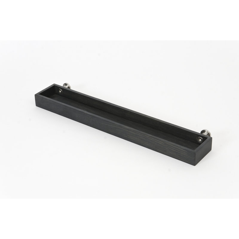 Ilai Oak Solid Wood Accent Shelf, Dark Grey
