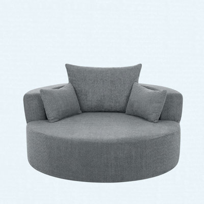 360° Swivel Barrel Chair With 3 Removable Pillows, Accent Round Sofa Chair