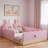 Upholstered Platform Bed With Animal-shaped Pillows And Storage Bags-11399902