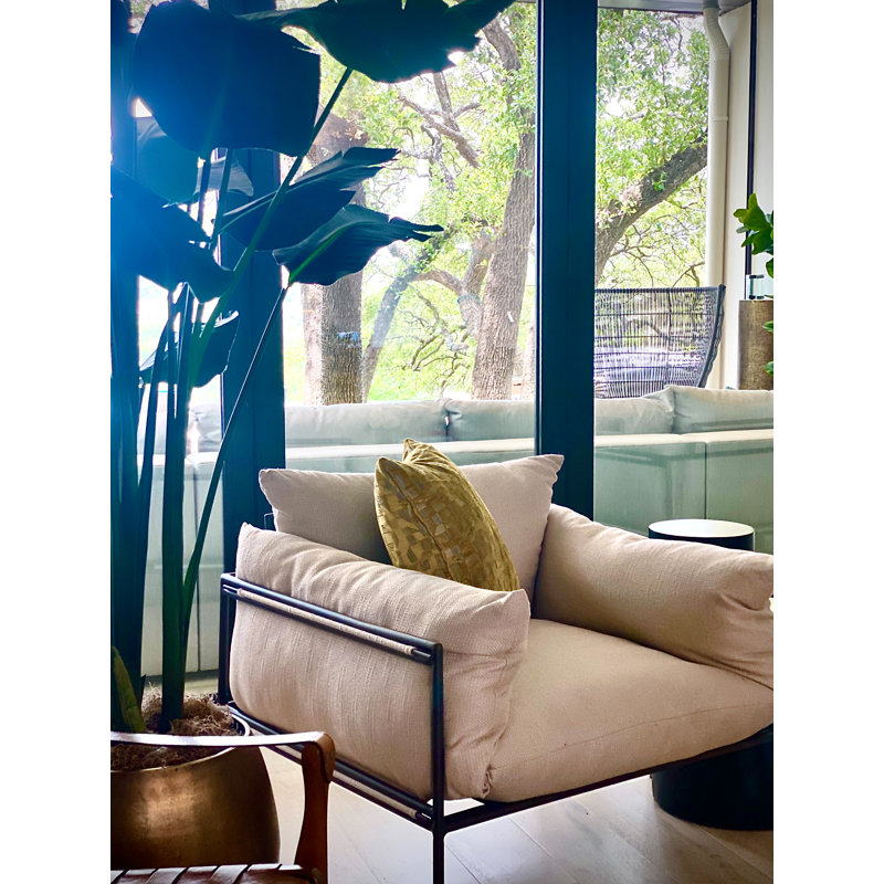 Nut Brown Aluminum Lounge Chair with Wheat Cushions