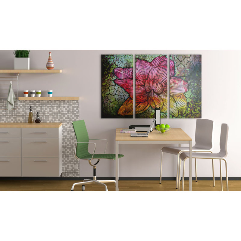 Canvas Print - A Rainbow-Hued Abstract Flower, 80cm H x 120cm W x 1.4cm D