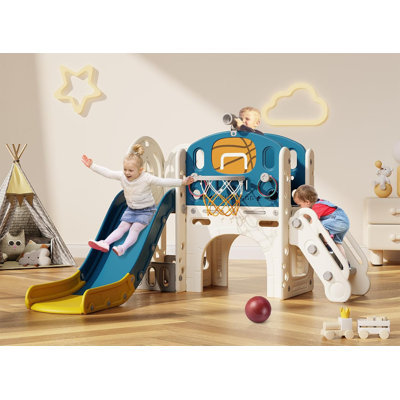 9 in 1 Toddler Slide, Kids Slide with Climber Outdoor Indoor Slide Playset