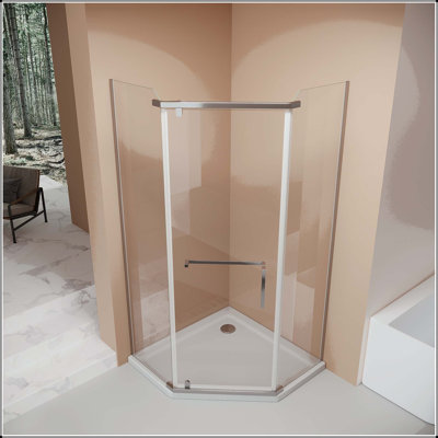 Enceinte de douche pivotante 36x36x72 - Chrome, verre trempé de 6 mm