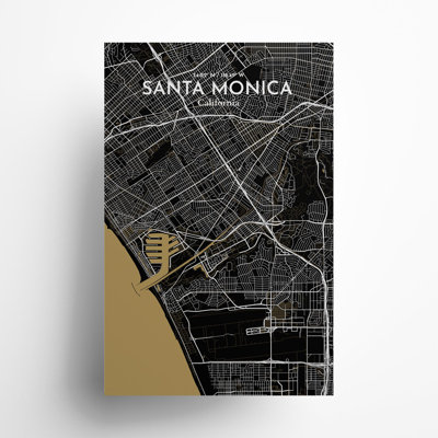 Santa Monica, carte de la ville, impression