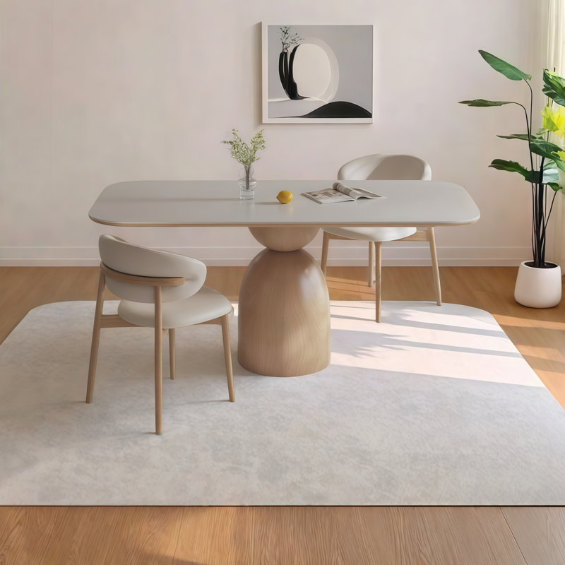 Rectangular Rock Slab Solid Wood Dining Table, 29.5"H x 70.9"L x 31.5"W