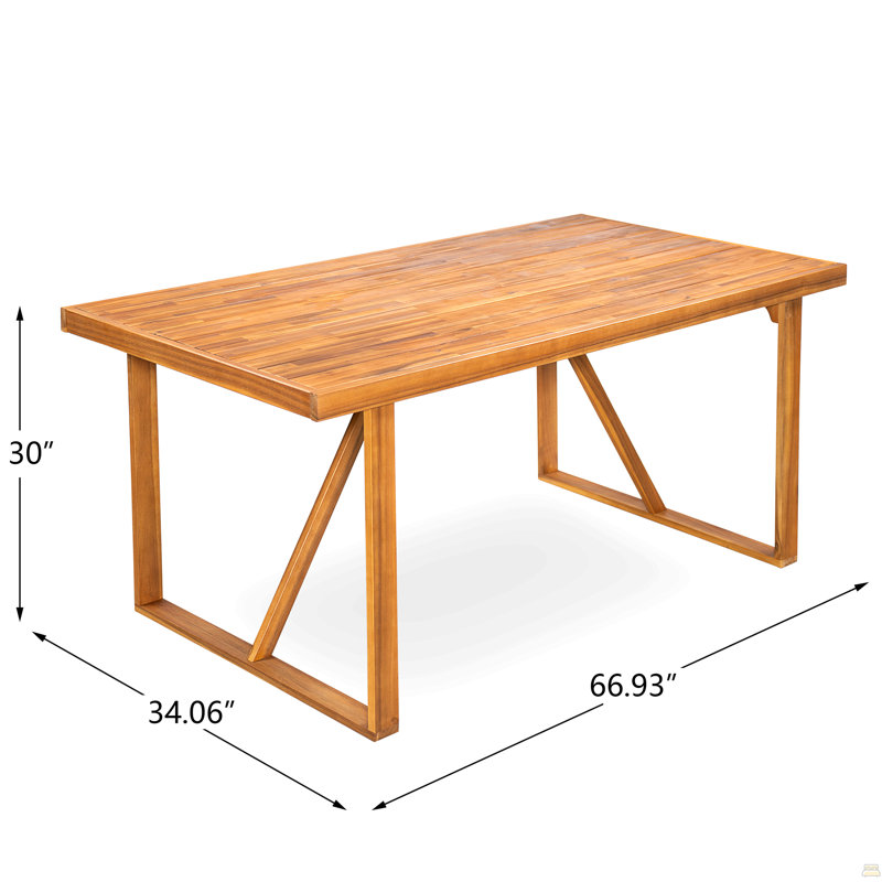 Ensemble de salle à manger d'extérieur en bois d'acacia 7 pièces avec coussins bleus, 6 chaises modernes et 1 grande table