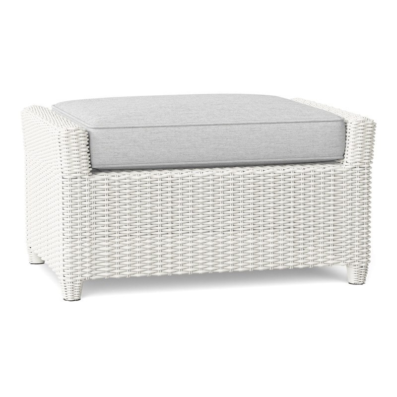 Sag Harbor Rectangle Outdoor Ottoman Patio Ottoman, Linen Shale, Classic White