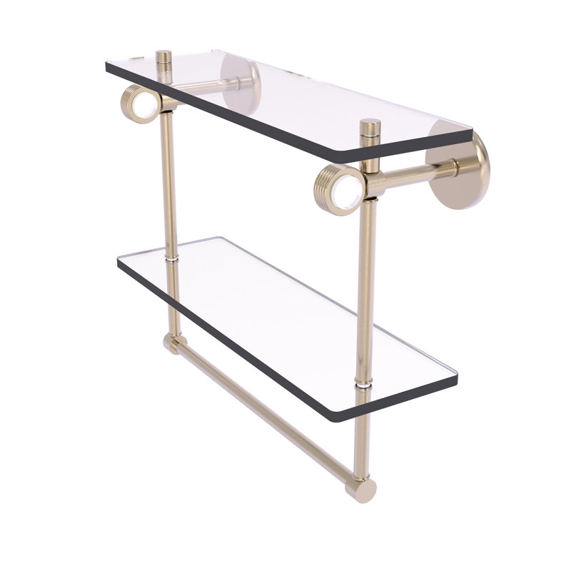 Tablette murale double verre Margolis, H 12,8 po x l 16 po x p 5,6 po, Étain antique